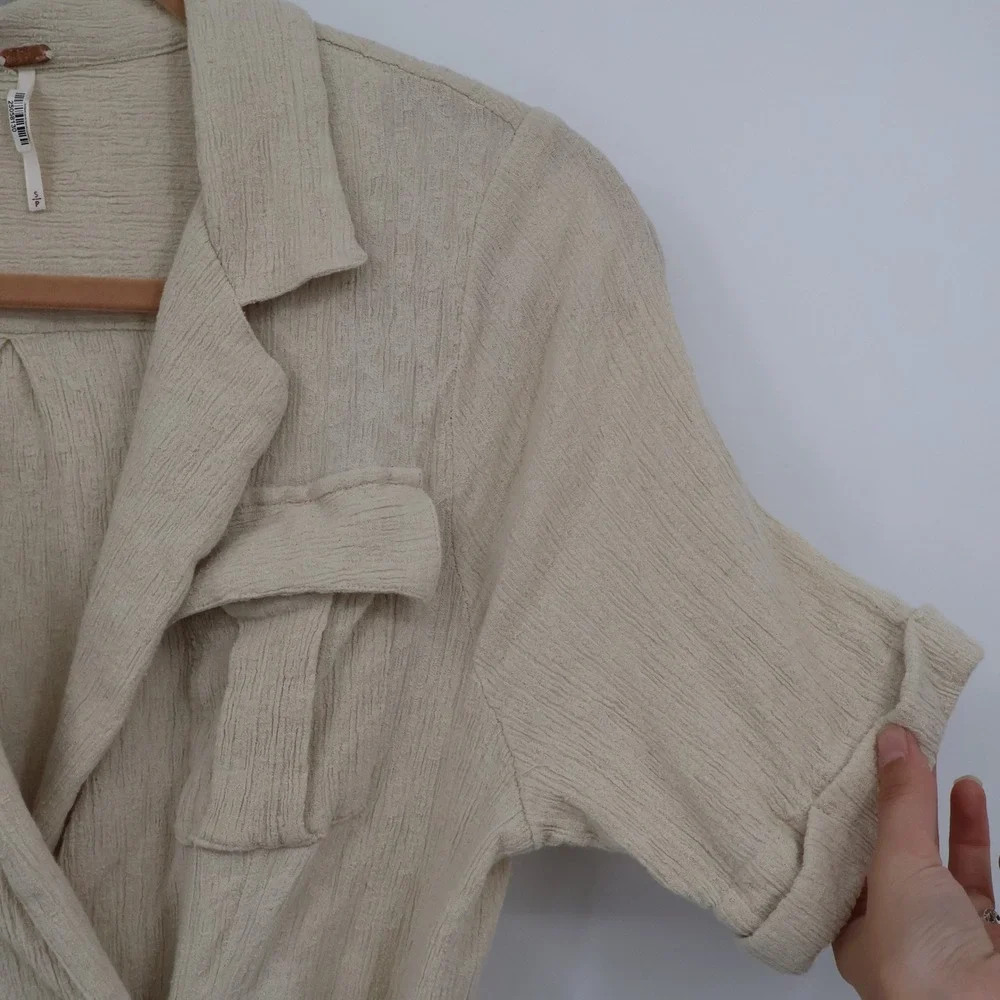 Free‎ People Clementine Mini Dress Womens S Beige Safari Resort Coastal Beach